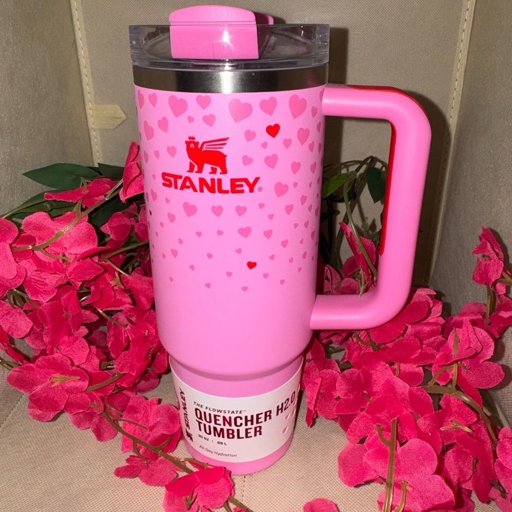 Stanley Pink Valentine’s Day Heart Quencher Tumbler $30
